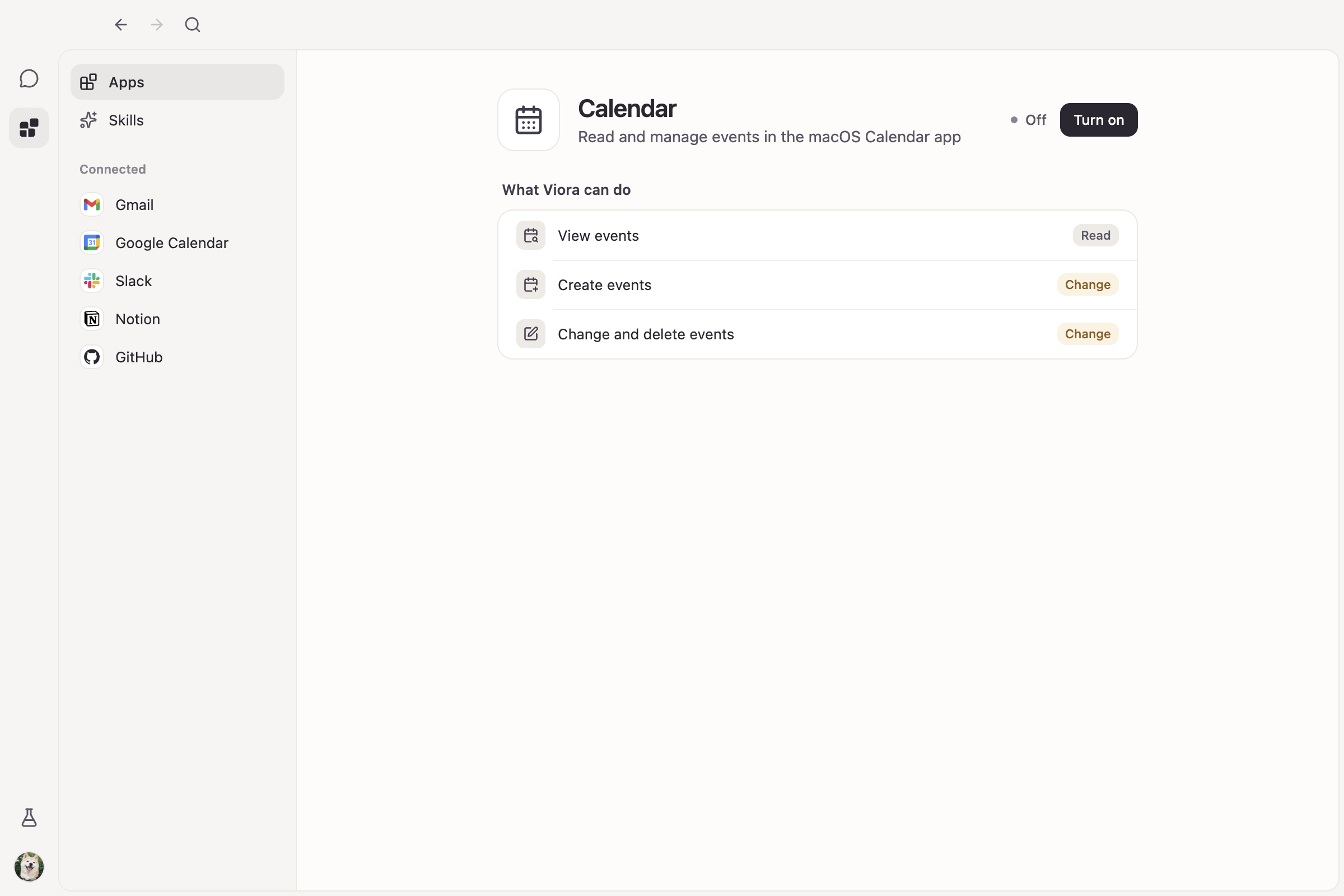 Calendar connector screenshot, Light theme, English