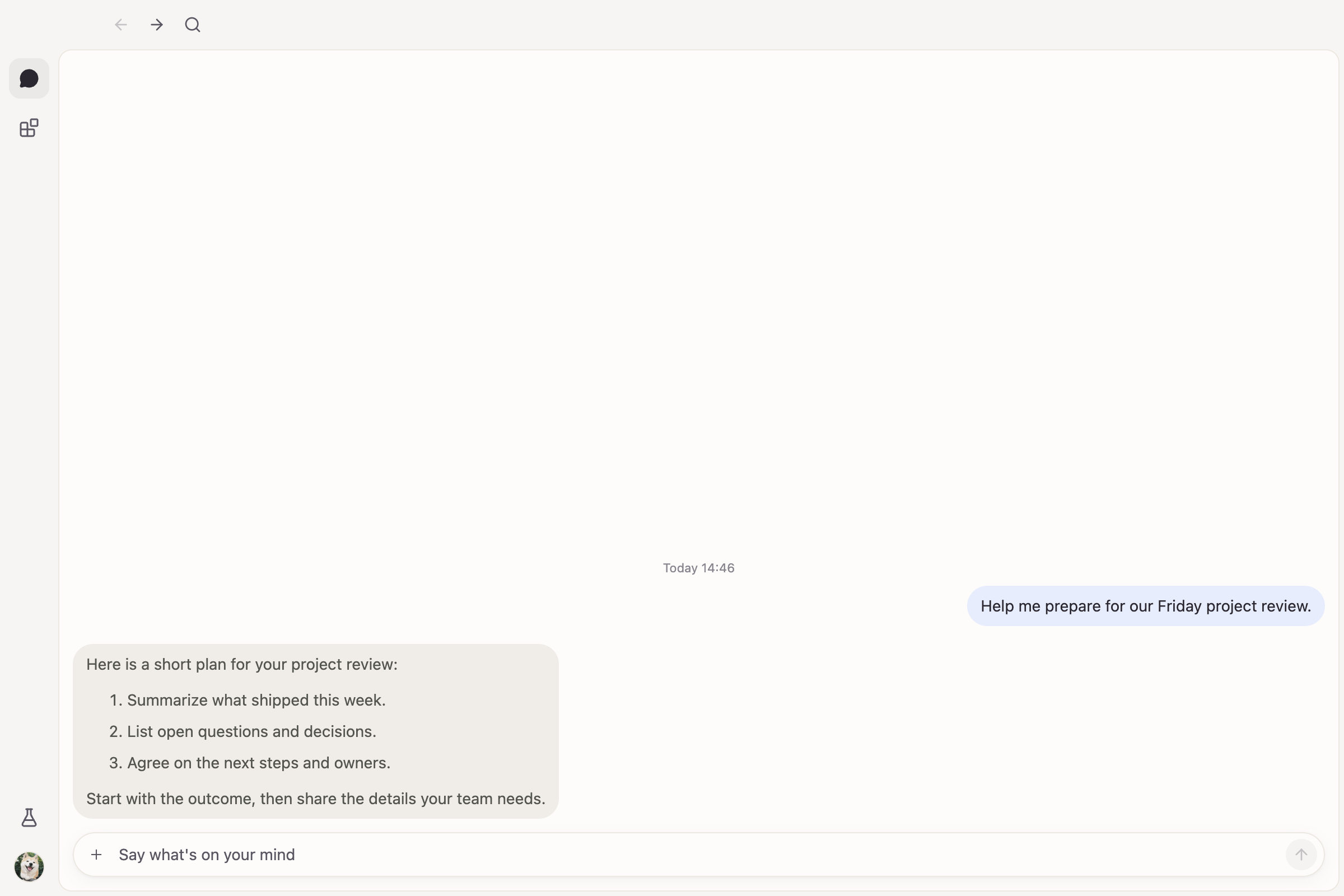 Home screenshot, Light theme, English