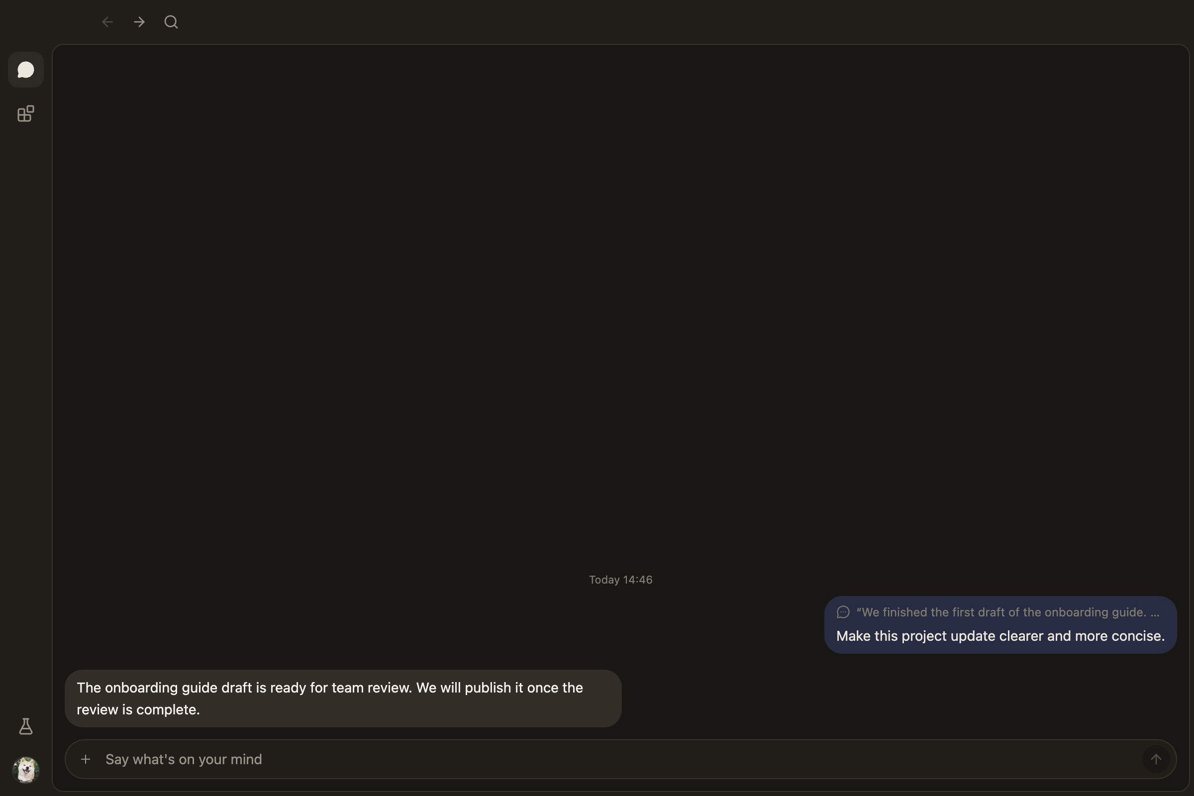 Rewrite screenshot, Dark theme, English