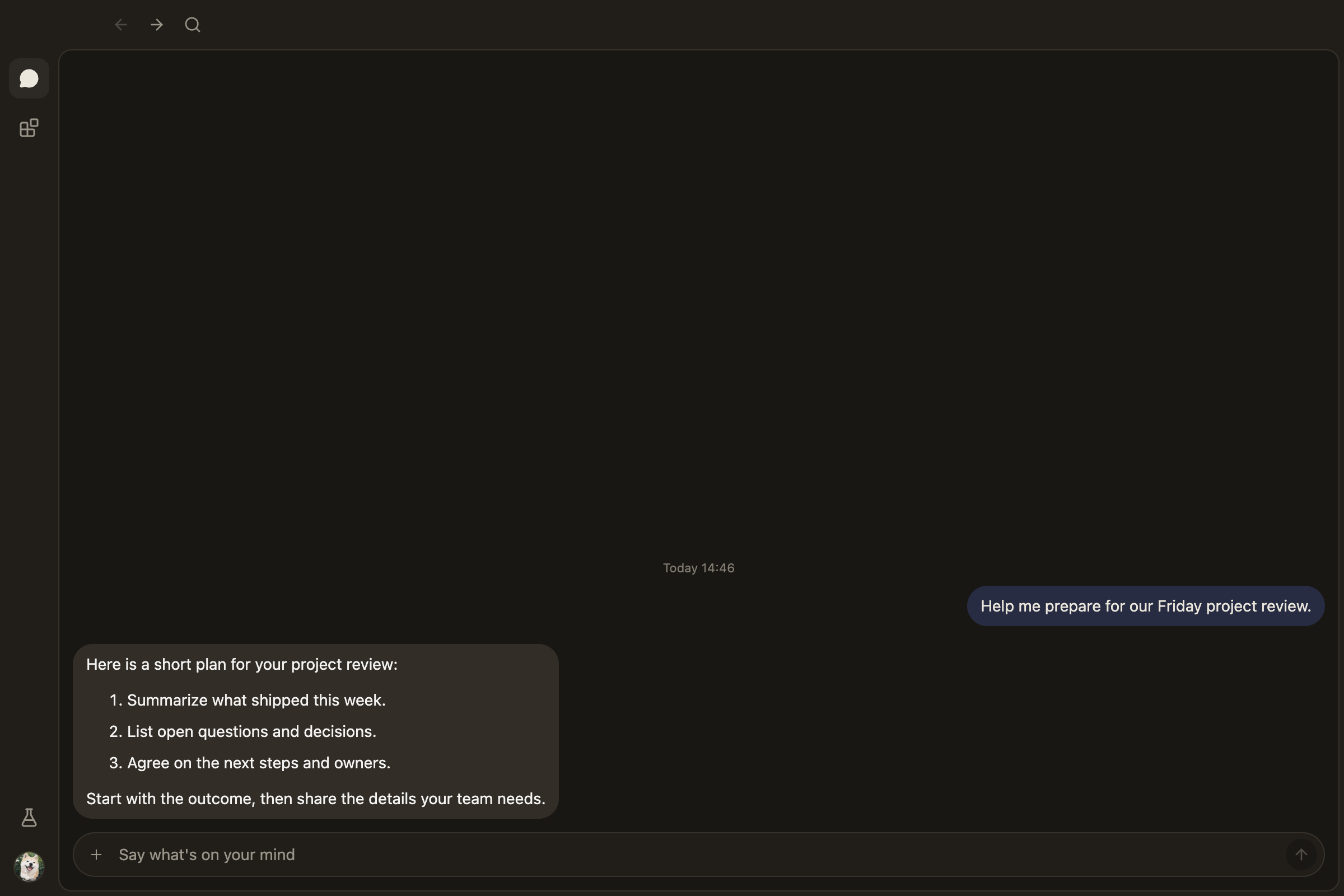 Home screenshot, Dark theme, English
